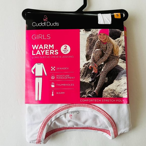 CUDDL DUDS Girls 2 Piece Stretch Poly Long Sleeve Crew & Leggings NWT Size Small - Picture 1 of 6